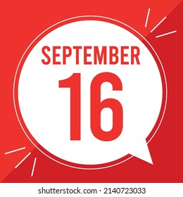 A vector illustration with text: September 16 st day. Red text on a white and red background.