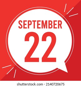 Ilustración vectorial con texto: Día 22 de septiembre. Texto rojo sobre fondo blanco y rojo.