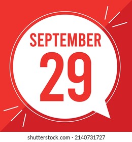 A vector illustration with text: September 29 st day. Red text on a white and red background.