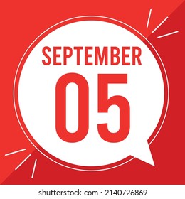 A vector illustration with text: September 5 st day. Red text on a white and red background.