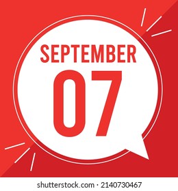A vector illustration with text: September 7 st day. Red text on a white and red background.