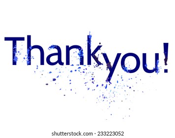 Vector illustration. text "thank you!" with watercolor splashes isolated on white background