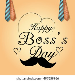 Vector illustration of a Text with Tie and Mustache for Boss's Day.