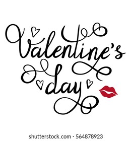 Vector illustration of text 'Valentine's day' and lips