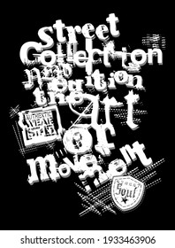 Vector illustration of text with varied lettering alluding to street wear. Art for prints and etc ...