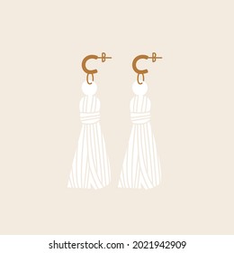 Vector illustration textile earrings. Stylish modern design of accessory