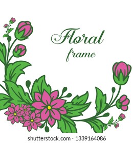 Vector illustration texture artwork purple floral frame very beautiful hand drawn