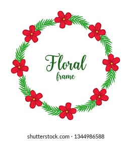 Vector illustration texture artwork red floral frame hand drawn