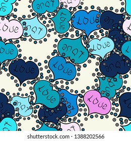 Vector illustration. Texture background texture. Blue and neutral. Valentines day hearts.