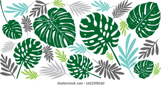 Vektorillustration-Illustration auf strukturiertem Hintergrund. Botanisches Design und Druck auf den Hintergrund, Grußkarte, Druck auf T-Shirts.Monstera Blumendesign