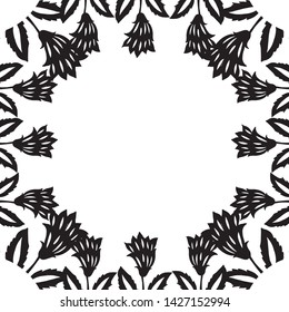 Vector illustration texture black white for decoration flower frame