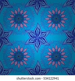 vector illustration texture. Blue mandalas. Pink. Vector.