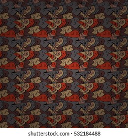 vector illustration texture. Cartoon hand-drawn doodles.Seamless pattern. Colorful detailed, with lots of objects vector background.