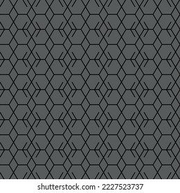 Vector illustration. The texture of the contour hexagon. Grey, black and white geometric seamless pattern. Mosaic abstract background. Hexagonal repeating geometric polygon texture.