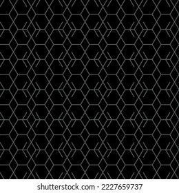 Vektorgrafik. Die Struktur des Kontur-Hexagon. Graues, schwarz-weißes geometrisches, nahtloses Muster. Mosaik abstrakter Hintergrund. Sechseckige, sich wiederholende geometrische Polygonstruktur.