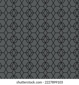 Vector illustration. The texture of the contour hexagon. Grey, black and white geometric seamless pattern. Mosaic abstract background. Hexagonal repeating geometric polygon texture.