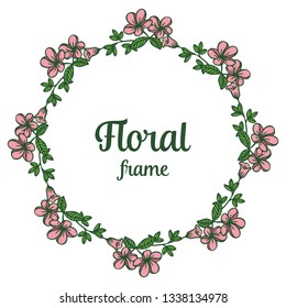Vector illustration texture frame floral pink very beautiful