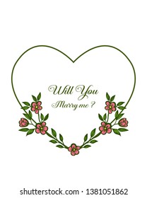 Vector illustration texture frame flower frame for lettering will you marry me
