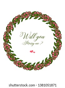 Vector illustration texture frame flower frame for lettering will you marry me