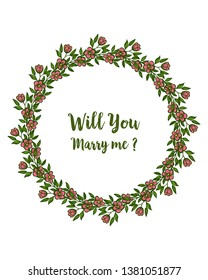 Vector illustration texture frame flower frame for lettering will you marry me