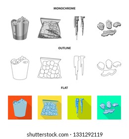 Vector illustration of texture  and frozen  icon. Collection of texture  and transparent  stock vector illustration.