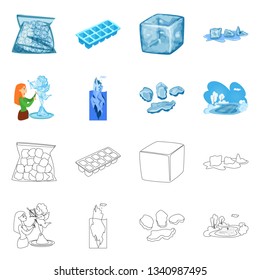 Vector illustration of texture  and frozen  icon. Set of texture  and transparent  stock symbol for web.