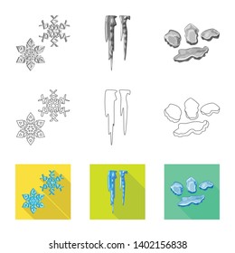 Vector illustration of texture  and frozen  icon. Set of texture  and transparent  stock symbol for web.