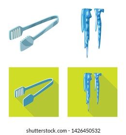 Vector illustration of texture and frozen icon. Set of texture and transparent stock symbol for web.