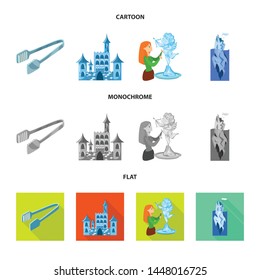 Vector illustration of texture and frozen icon. Collection of texture and transparent stock symbol for web.