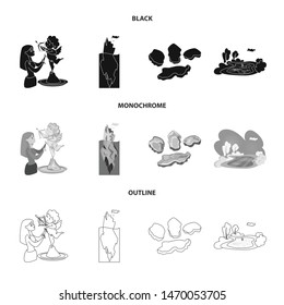 Vector illustration of texture and frozen icon. Collection of texture and transparent vector icon for stock.