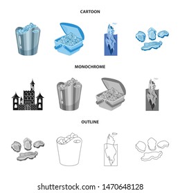 Vector illustration of texture and frozen icon. Set of texture and transparent stock symbol for web.