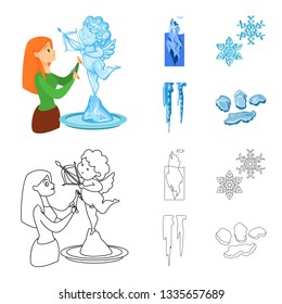 Vector illustration of texture  and frozen  logo. Set of texture  and transparent  vector icon for stock.