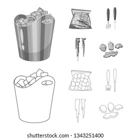 Vector illustration of texture  and frozen  logo. Set of texture  and transparent  stock symbol for web.