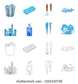 Vector illustration of texture  and frozen  logo. Set of texture  and transparent  stock vector illustration.