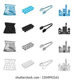 Vector illustration of texture  and frozen  logo. Set of texture  and transparent  stock vector illustration.