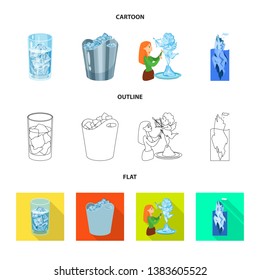 Vector illustration of texture  and frozen  logo. Set of texture  and transparent  stock symbol for web.