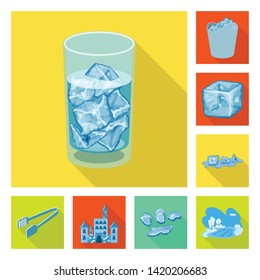 Vector illustration of texture  and frozen  logo. Set of texture  and transparent  stock vector illustration.