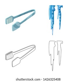 Vector illustration of texture and frozen logo. Collection of texture and transparent stock vector illustration.