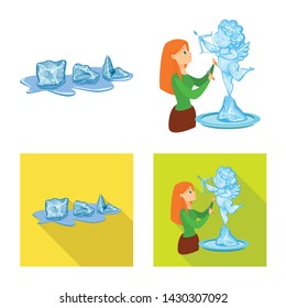 Vector illustration of texture and frozen logo. Collection of texture and transparent stock symbol for web.