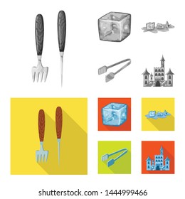 Vector illustration of texture and frozen logo. Collection of texture and transparent vector icon for stock.
