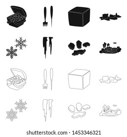 Vector illustration of texture and frozen logo. Set of texture and transparent stock vector illustration.