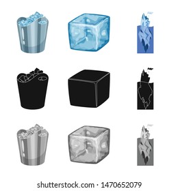 Vector illustration of texture and frozen logo. Set of texture and transparent stock symbol for web.