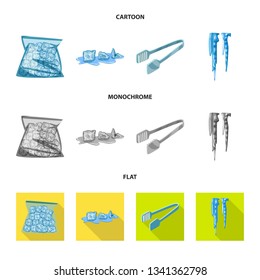 Vector illustration of texture  and frozen  sign. Set of texture  and transparent  vector icon for stock.