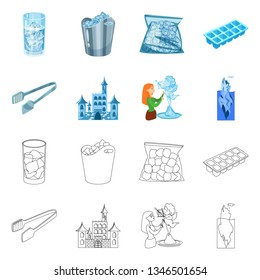 Vector illustration of texture  and frozen  sign. Set of texture  and transparent  vector icon for stock.