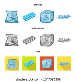 Vector illustration of texture  and frozen  sign. Set of texture  and transparent  stock symbol for web.