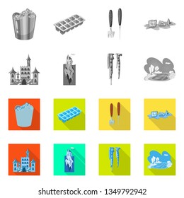 Vector illustration of texture  and frozen  sign. Set of texture  and transparent  vector icon for stock.
