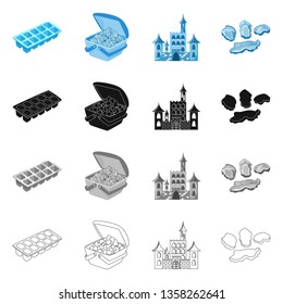 Vector illustration of texture  and frozen  sign. Set of texture  and transparent  stock vector illustration.