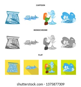 Vector illustration of texture  and frozen  sign. Set of texture  and transparent  stock vector illustration.