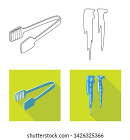 Vector illustration of texture and frozen sign. Set of texture and transparent vector icon for stock.