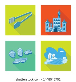 Vector illustration of texture and frozen sign. Set of texture and transparent stock symbol for web.